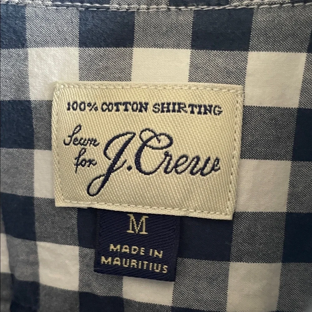 J. Crew Men's Navy and White Plaid Shirt